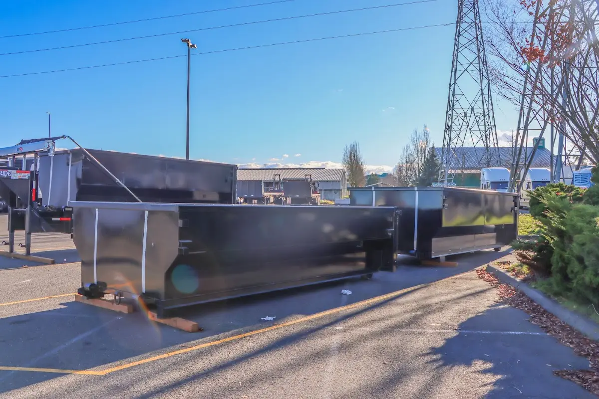 Roll-off dumpster ready for waste disposal at job site for 12 Yard Dumpster Rental in Reynoldsburg